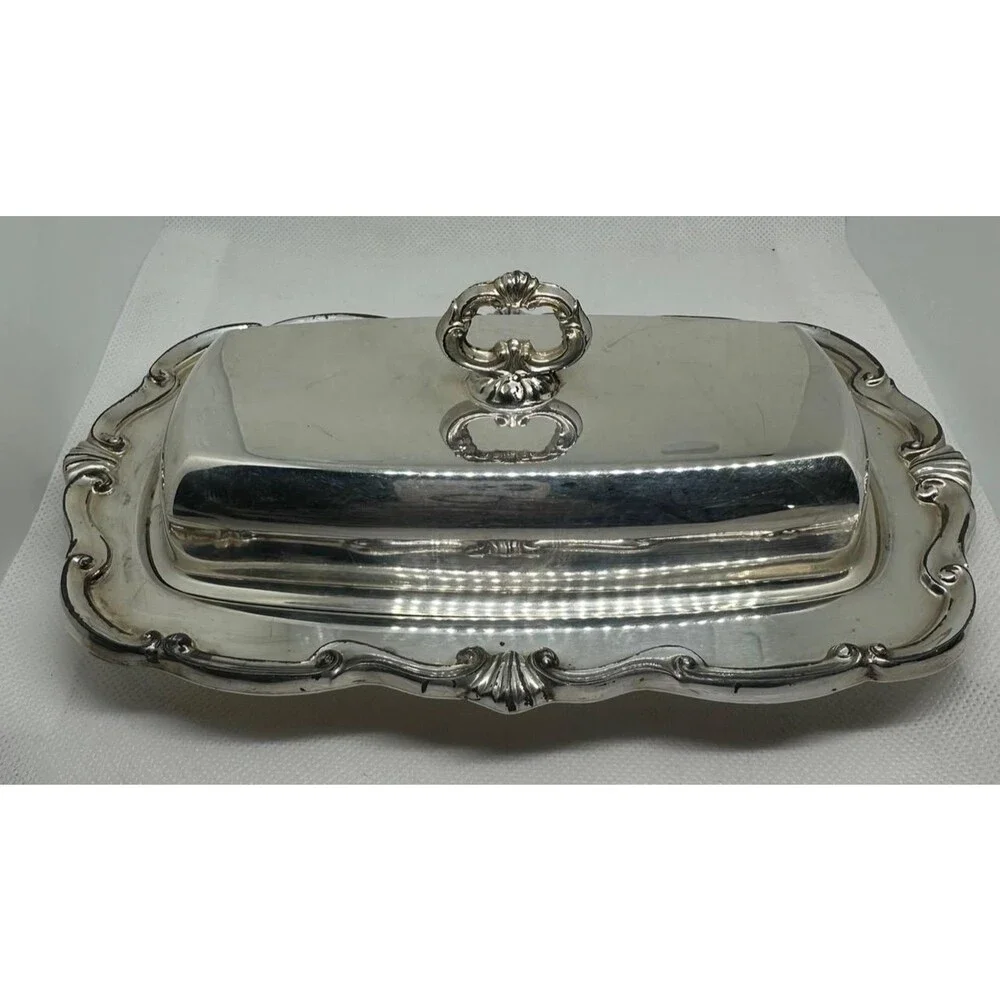 FB Rogers Georgetown Silverplate Covered Butter Dish Crown 1883 Silver Platd VTG